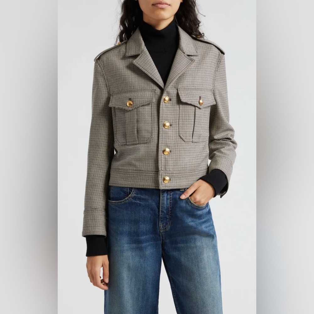 NWT Nili LotanLise Crop Virgin Wool Military Blazer size: Large